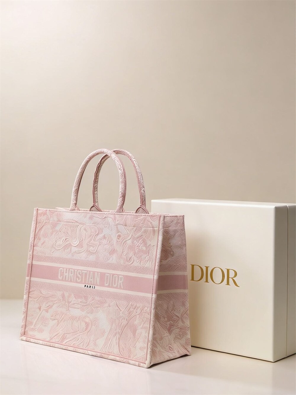 Large Dior Book Tote Bag Pink - Picture 4 of 6